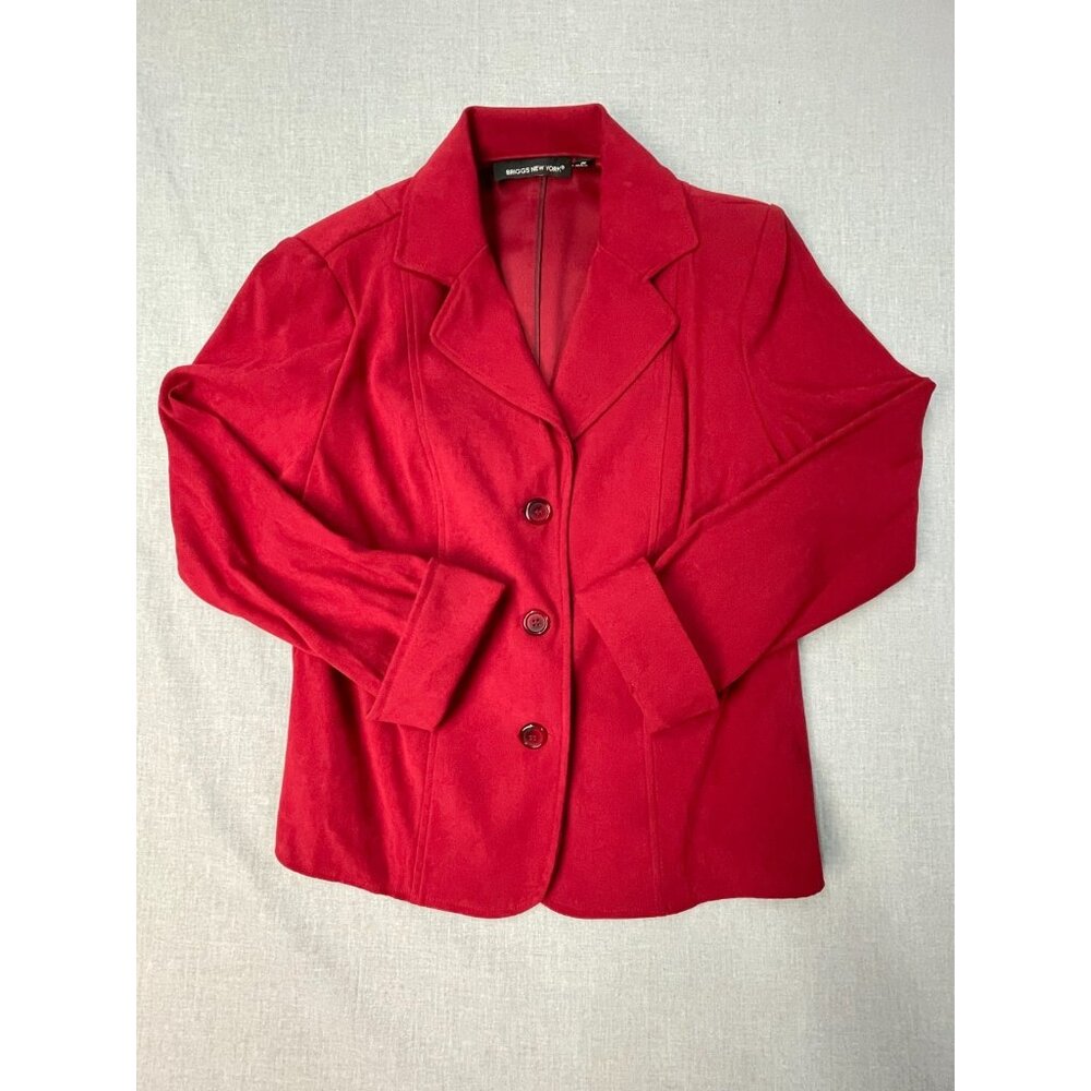 Briggs New York Women's Red Medium 3 Button Long Sleeve Coat Used